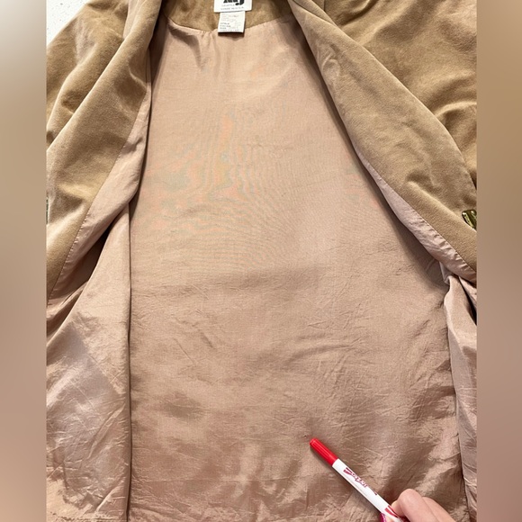 Vintage MJ Seattle Tan Faux Suede Half Sleeve Jacket Women’s Small Made in USA - Picture 11 of 12